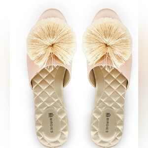 Birdies Light Pink Satin Pom Pom Flats